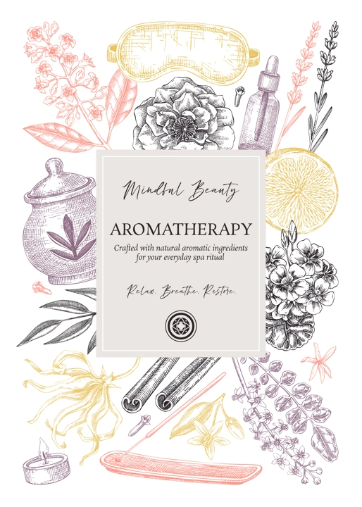 Aromatherapy elegant frame design. Spa and wellness hand-drawn vector illustration. Self care floral card, cover, flyer template. NOT AI generated